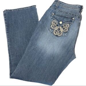 Nine West Jeans  Distressed Ramses Bling Boot Cut Denim Jeans   Size 12 